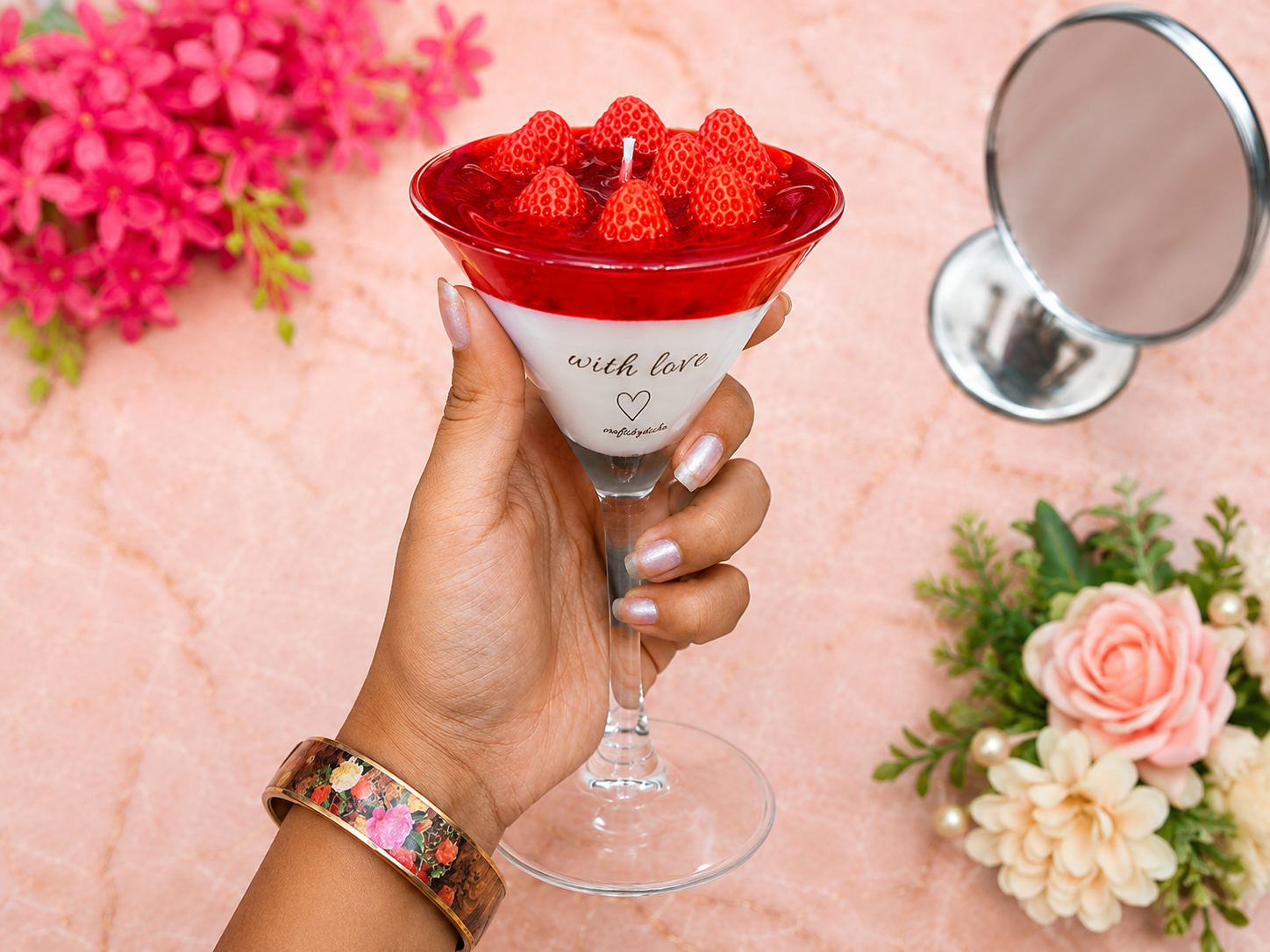 Strawberry Dessert Candle | Handmade Scented Soy Wax Candle Gift