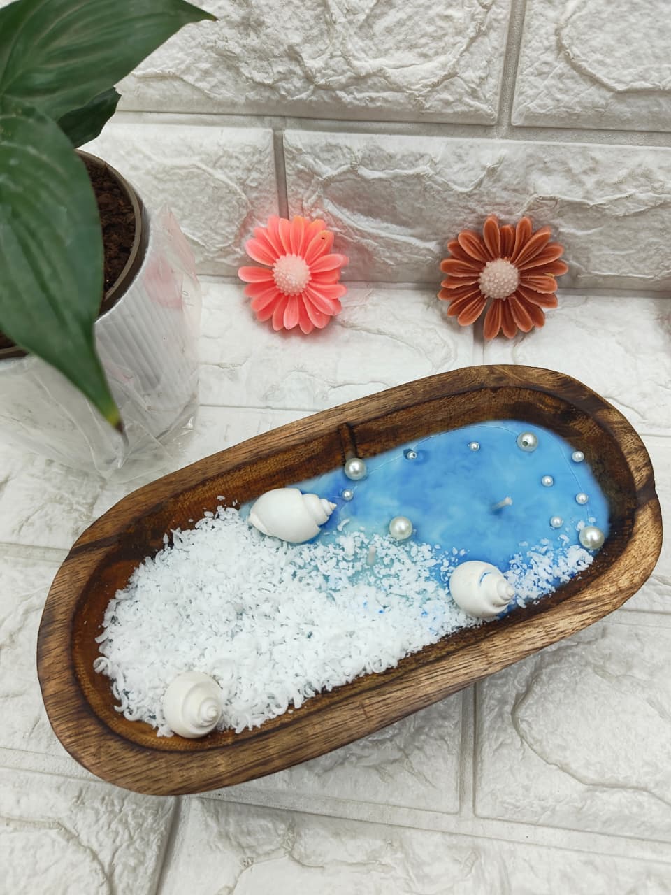 Ocean Breeze Candle – Handmade Beach Theme Candle Bowl - Image 5
